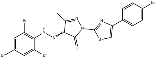 2-[4-(4-bromophenyl)-1,3-thiazol-2-yl]-5-methyl-4-[(2,4,6-tribromophenyl)hydrazono]-2,4-dihydro-3H-pyrazol-3-one 结构式