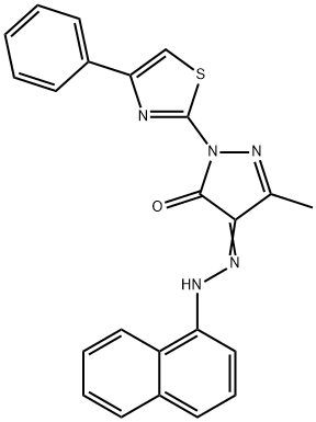 5-methyl-4-(1-naphthylhydrazono)-2-(4-phenyl-1,3-thiazol-2-yl)-2,4-dihydro-3H-pyrazol-3-one Structure