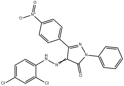 4-[(2,4-dichlorophenyl)hydrazono]-5-(4-nitrophenyl)-2-phenyl-2,4-dihydro-3H-pyrazol-3-one 结构式