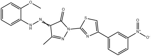 4-[(2-methoxyphenyl)hydrazono]-5-methyl-2-[4-(3-nitrophenyl)-1,3-thiazol-2-yl]-2,4-dihydro-3H-pyrazol-3-one Structure