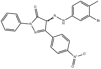 4-[(3-bromo-4-methylphenyl)hydrazono]-5-(4-nitrophenyl)-2-phenyl-2,4-dihydro-3H-pyrazol-3-one Struktur