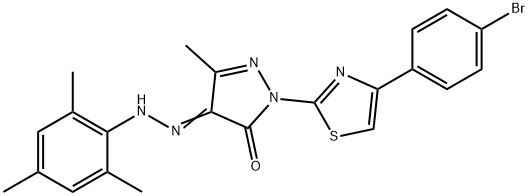 2-[4-(4-bromophenyl)-1,3-thiazol-2-yl]-4-(mesitylhydrazono)-5-methyl-2,4-dihydro-3H-pyrazol-3-one Structure