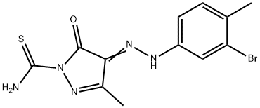 4-[(3-bromo-4-methylphenyl)hydrazono]-3-methyl-5-oxo-4,5-dihydro-1H-pyrazole-1-carbothioamide,314293-28-2,结构式