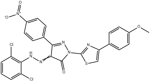 4-[(2,6-dichlorophenyl)hydrazono]-2-[4-(4-methoxyphenyl)-1,3-thiazol-2-yl]-5-(4-nitrophenyl)-2,4-dihydro-3H-pyrazol-3-one,314293-34-0,结构式