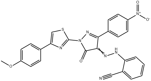 2-{2-[1-[4-(4-methoxyphenyl)-1,3-thiazol-2-yl]-3-(4-nitrophenyl)-5-oxo-1,5-dihydro-4H-pyrazol-4-ylidene]hydrazino}benzonitril|