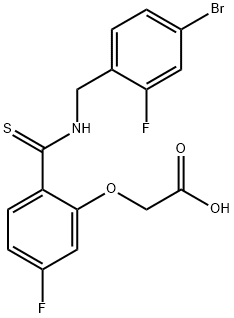 [2-(4-Bromo-2-fluoro-benzylthiocarbamoyl)-5-fluoro-phenoxy]-acetic acid Structure