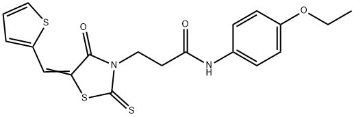 (Z)-N-(4-ethoxyphenyl)-3-(4-oxo-5-(thiophen-2-ylmethylene)-2-thioxothiazolidin-3-yl)propanamide 结构式