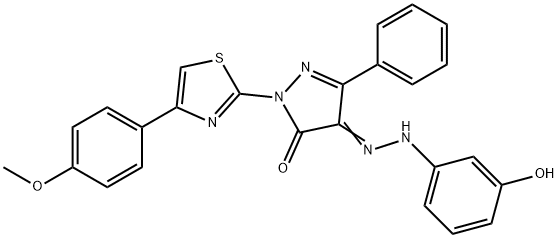4-[(3-hydroxyphenyl)hydrazono]-2-[4-(4-methoxyphenyl)-1,3-thiazol-2-yl]-5-phenyl-2,4-dihydro-3H-pyrazol-3-one Structure