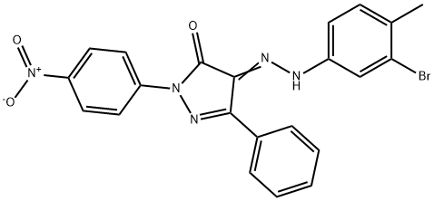 4-[(3-bromo-4-methylphenyl)hydrazono]-2-(4-nitrophenyl)-5-phenyl-2,4-dihydro-3H-pyrazol-3-one,314758-25-3,结构式