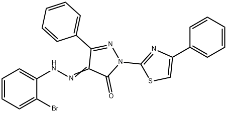 4-[(2-bromophenyl)hydrazono]-5-phenyl-2-(4-phenyl-1,3-thiazol-2-yl)-2,4-dihydro-3H-pyrazol-3-one Structure