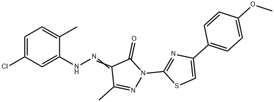 4-[(5-chloro-2-methylphenyl)hydrazono]-2-[4-(4-methoxyphenyl)-1,3-thiazol-2-yl]-5-methyl-2,4-dihydro-3H-pyrazol-3-one 结构式