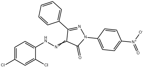 4-[(2,4-dichlorophenyl)hydrazono]-2-(4-nitrophenyl)-5-phenyl-2,4-dihydro-3H-pyrazol-3-one 化学構造式