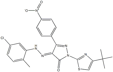 2-(4-tert-butyl-1,3-thiazol-2-yl)-4-[(5-chloro-2-methylphenyl)hydrazono]-5-(4-nitrophenyl)-2,4-dihydro-3H-pyrazol-3-one 化学構造式