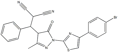 [{1-[4-(4-bromophenyl)-1,3-thiazol-2-yl]-3-methyl-5-oxo-4,5-dihydro-1H-pyrazol-4-yl}(phenyl)methyl]malononitrile 结构式