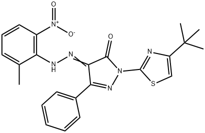 2-(4-tert-butyl-1,3-thiazol-2-yl)-4-[(2-methyl-6-nitrophenyl)hydrazono]-5-phenyl-2,4-dihydro-3H-pyrazol-3-one 结构式