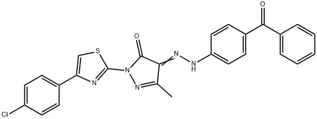 4-[(4-benzoylphenyl)hydrazono]-2-[4-(4-chlorophenyl)-1,3-thiazol-2-yl]-5-methyl-2,4-dihydro-3H-pyrazol-3-one Structure