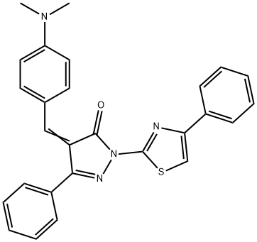 4-[4-(dimethylamino)benzylidene]-5-phenyl-2-(4-phenyl-1,3-thiazol-2-yl)-2,4-dihydro-3H-pyrazol-3-one,314763-78-5,结构式