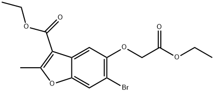 ethyl 6-bromo-5-(2-ethoxy-2-oxoethoxy)-2-methylbenzofuran-3-carboxylate 化学構造式