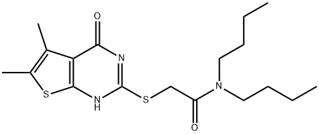 N,N-dibutyl-2-((5,6-dimethyl-4-oxo-3,4-dihydrothieno[2,3-d]pyrimidin-2-yl)thio)acetamide Structure