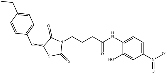 (Z)-4-(5-(4-ethylbenzylidene)-4-oxo-2-thioxothiazolidin-3-yl)-N-(2-hydroxy-4-nitrophenyl)butanamide Structure