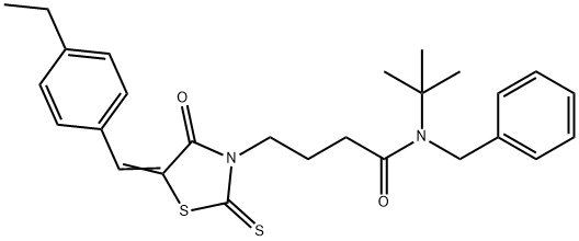 (Z)-N-benzyl-N-(tert-butyl)-4-(5-(4-ethylbenzylidene)-4-oxo-2-thioxothiazolidin-3-yl)butanamide Structure