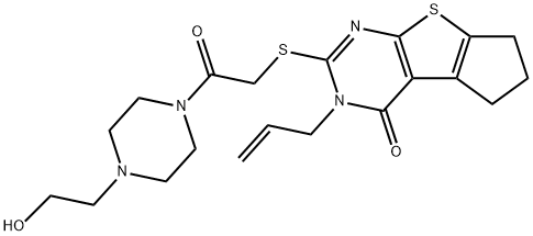 3-allyl-2-((2-(4-(2-hydroxyethyl)piperazin-1-yl)-2-oxoethyl)thio)-3,5,6,7-tetrahydro-4H-cyclopenta[4,5]thieno[2,3-d]pyrimidin-4-one|
