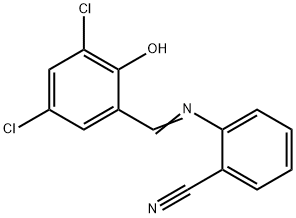 2-[(3,5-dichloro-2-hydroxybenzylidene)amino]benzonitrile 化学構造式