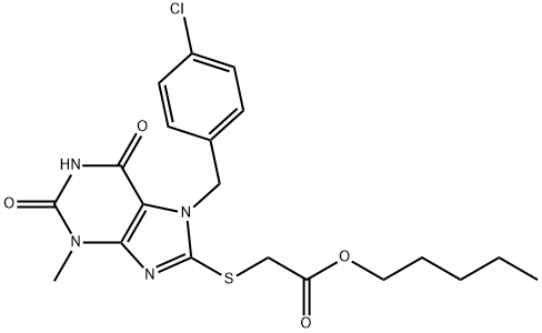 pentyl 2-((7-(4-chlorobenzyl)-3-methyl-2,6-dioxo-2,3,6,7-tetrahydro-1H-purin-8-yl)thio)acetate,317844-60-3,结构式