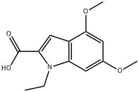1-エチル-4,6-ジメトキシ-1H-インドール-2-カルボン酸 化学構造式