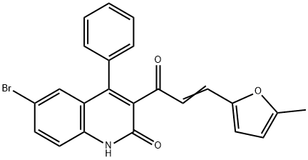 (E)-1-(6-bromo-2-hydroxy-4-phenylquinolin-3-yl)-3-(5-methylfuran-2-yl)prop-2-en-1-one Structure