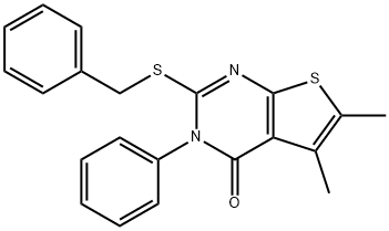 2-benzylsulfanyl-5,6-dimethyl-3-phenylthieno[2,3-d]pyrimidin-4-one,324057-31-0,结构式