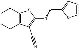 (E)-2-((thiophen-2-ylmethylene)amino)-4,5,6,7-tetrahydrobenzo[b]thiophene-3-carbonitrile 结构式