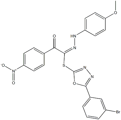 5-(3-bromophenyl)-1,3,4-oxadiazol-2-yl (E)-N-(4-methoxyphenyl)-2-(4-nitrophenyl)-2-oxoethanehydrazonothioate Structure