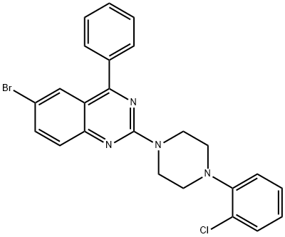 6-bromo-2-(4-(2-chlorophenyl)piperazin-1-yl)-4-phenylquinazoline Struktur