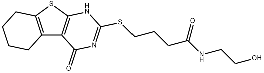 N-(2-hydroxyethyl)-4-((4-oxo-3,4,5,6,7,8-hexahydrobenzo[4,5]thieno[2,3-d]pyrimidin-2-yl)thio)butanamide Struktur