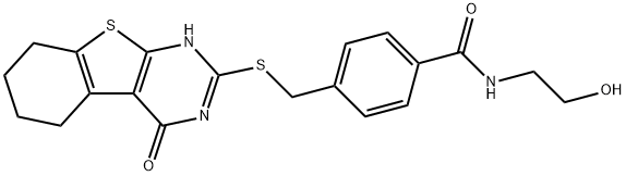 N-(2-hydroxyethyl)-4-(((4-oxo-3,4,5,6,7,8-hexahydrobenzo[4,5]thieno[2,3-d]pyrimidin-2-yl)thio)methyl)benzamide Structure