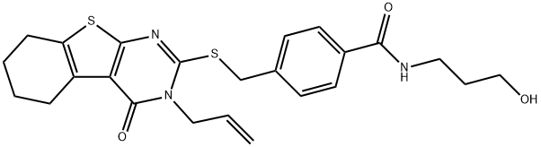 4-(((3-allyl-4-oxo-3,4,5,6,7,8-hexahydrobenzo[4,5]thieno[2,3-d]pyrimidin-2-yl)thio)methyl)-N-(3-hydroxypropyl)benzamide|