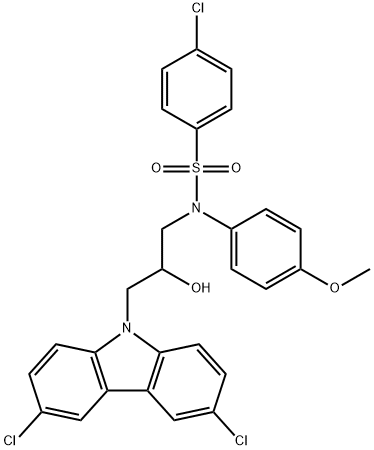4-chloro-N-(3-(3,6-dichloro-9H-carbazol-9-yl)-2-hydroxypropyl)-N-(4-methoxyphenyl)benzenesulfonamide,325695-85-0,结构式