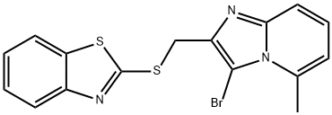2-(((3-bromo-5-methylimidazo[1,2-a]pyridin-2-yl)methyl)thio)benzo[d]thiazole 化学構造式