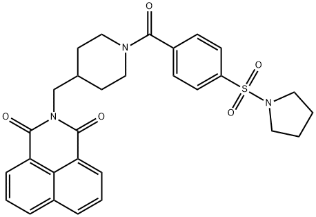 2-((1-(4-(pyrrolidin-1-ylsulfonyl)benzoyl)piperidin-4-yl)methyl)-1H-benzo[de]isoquinoline-1,3(2H)-dione 结构式