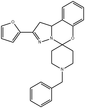 1-benzyl-2-(furan-2-yl)-1,10b-dihydrospiro[benzo[e]pyrazolo[1,5-c][1,3]oxazine-5,4-piperidine] Struktur