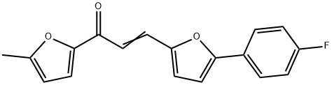 (E)-3-(5-(4-fluorophenyl)furan-2-yl)-1-(5-methylfuran-2-yl)prop-2-en-1-one Struktur