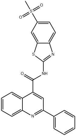 N-(6-(methylsulfonyl)benzo[d]thiazol-2-yl)-2-phenylquinoline-4-carboxamide 结构式