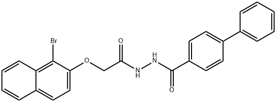 N'-{2-[(1-bromo-2-naphthyl)oxy]acetyl}-4-biphenylcarbohydrazide Struktur