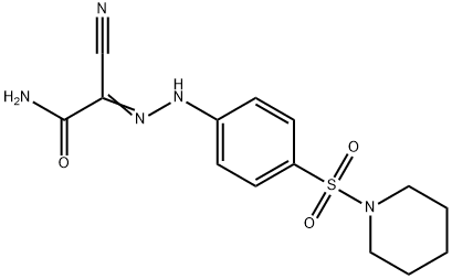 2-cyano-2-{[4-(1-piperidinylsulfonyl)phenyl]hydrazono}acetamide 化学構造式