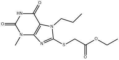 ethyl 2-((3-methyl-2,6-dioxo-7-propyl-2,3,6,7-tetrahydro-1H-purin-8-yl)thio)acetate Struktur