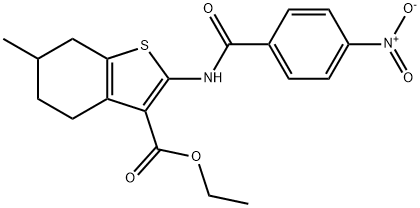ethyl 6-methyl-2-(4-nitrobenzamido)-4,5,6,7-tetrahydrobenzo[b]thiophene-3-carboxylate Structure
