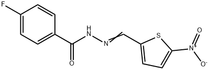 4-fluoro-N'-[(E)-(5-nitrothiophen-2-yl)methylidene]benzohydrazide Struktur