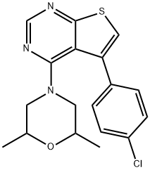 4-(5-(4-chlorophenyl)thieno[2,3-d]pyrimidin-4-yl)-2,6-dimethylmorpholine Struktur