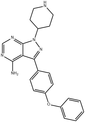 3-(4-Phenoxyphenyl)-1-(4-piperidinyl)-1H-pyrazolo[3,4-d]pyrimidin-4-amine 化学構造式